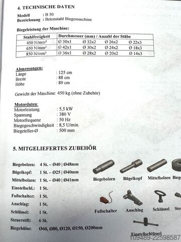 Betonstahlbiegemaschine/ GMS B 50 Betonstahlbiegemaschine GMS B 50 / Biegemaschine