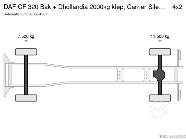 Refrigerated/freezer transport DAF CF 320 Bak + Dhollandia 2000kg klep, Carrier Si...