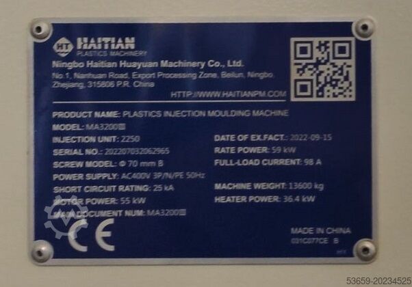 Spritzgießmaschinen bis 5000 KN Haitian Haitian MA 3200 III 2250, Hilector V-1000IS, 2022