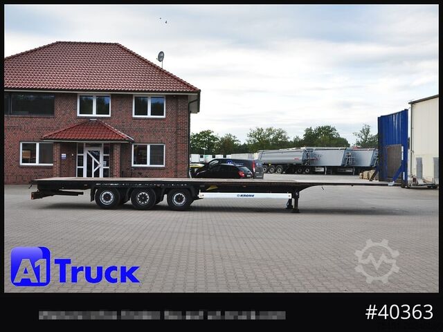 Flatbed semitrailer KRONE Megatrailer, Plateau, Liftachse, Staplerhalterung,