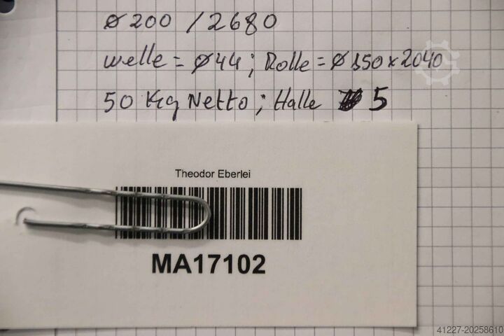 Rollenträger für Verpackungsmaschine unbekannt Ø 150 x 2040 mm