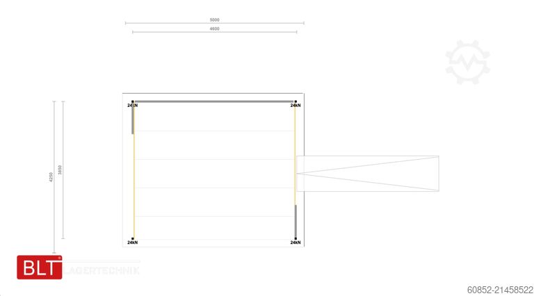 Storage platform 21,25 m² Lagerbühne + Treppe 500 kg/m² Geländer an zwei Seiten, Oberkante 300cm
