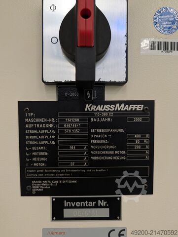 Injection molding machine KraussMaffei KM 110-390 C2