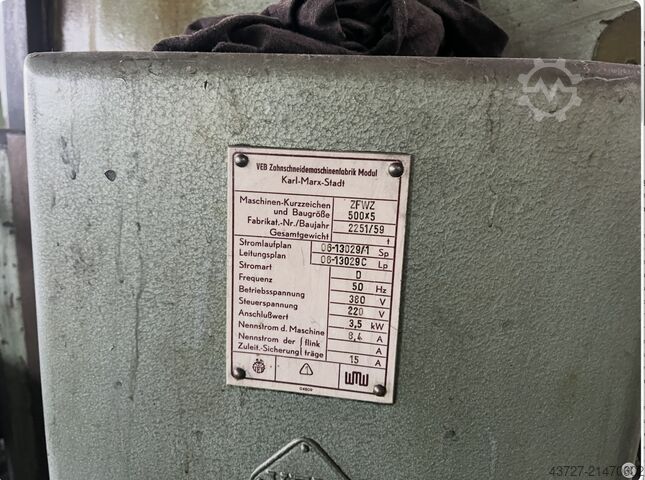 Zahnrad-Abwälzfräsmaschine WMW MODUL ZFWZ 500 x 5