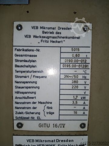 Ständerbohrmaschine Gewindebohrmaschine WMW HECKERT Mikromat