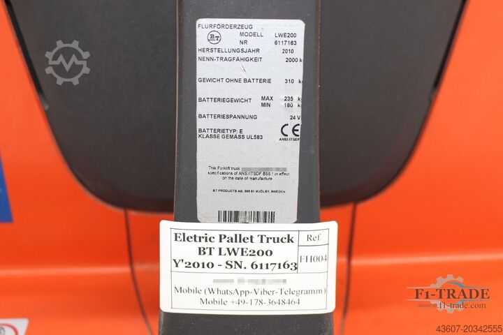 Elektrischer Hochhubwagen / Eletric Pallet Truck BT LWE200