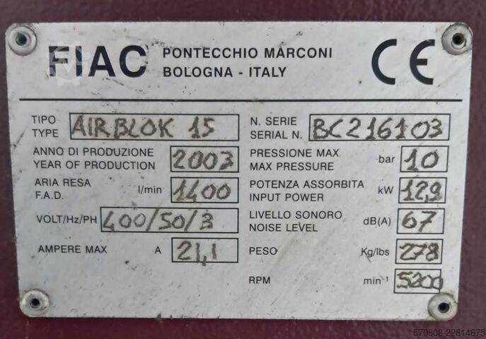 FIAC screw compressor FIAC AIRBLOK 15