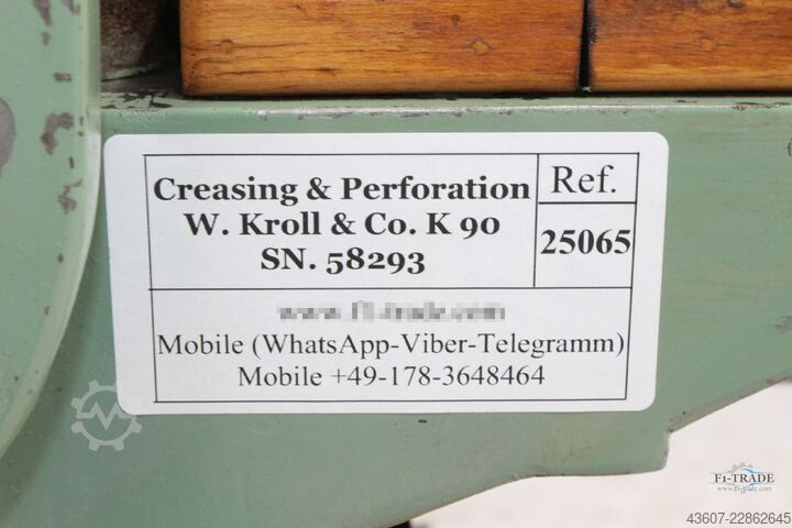 Perforiertion - Creasing Machine W. Kroll Gartenberg K 90