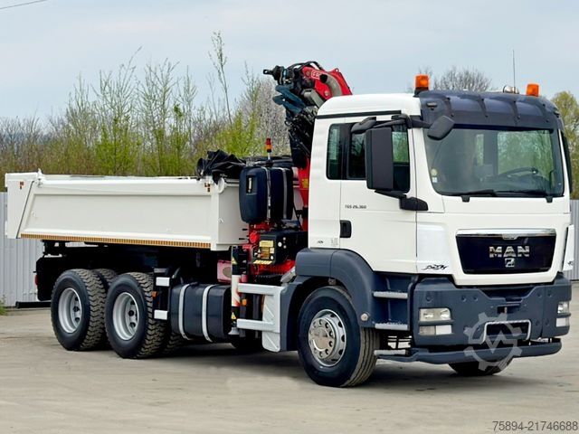 Tipper truck MAN TGS 26.360 * FASSI F135A.23 + FUNK / 6x4 * TOP