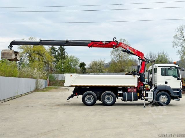Tipper truck MAN TGS 26.360 * FASSI F135A.23 + FUNK / 6x4 * TOP