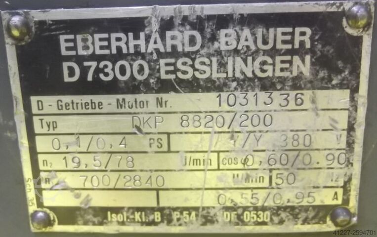 Gear motor 0.37/0.75 kW 19.5/78 rpm Bauer DKP8820/200