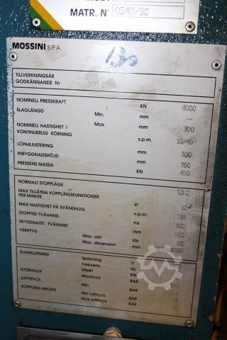 Mechanical pressline Mossini 400 ton -98 Mossini PDM/2BX 400