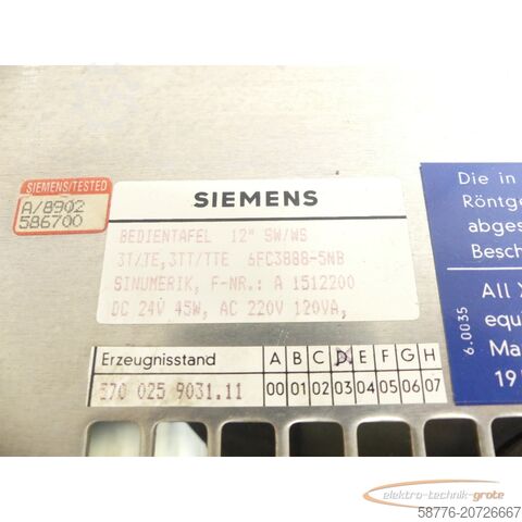 Component Siemens SINUMERIK System 3 3T / 570 025 9031.11  / 6FC3888-5NB Bedientafel