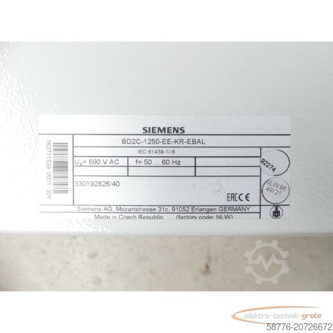 Component Siemens SIVACON 8PS BD2C-1250-EE-KR-EBAL / BD2-1250-KR SN118446 - !