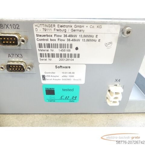 Component Trumpf / Hüttinger 1456168 Steuerbox Flow 36-48kW SN: 200128104 - 13,56MHz E