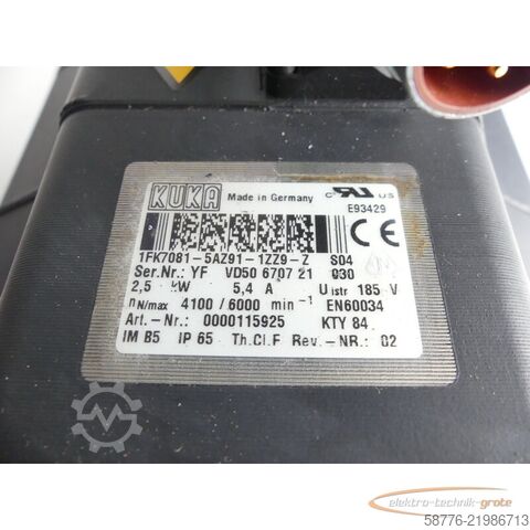 Steuerung KUKA 1FK7081-5AZ91-1ZZ9-Z Servomotor SN: YFVD50670721030