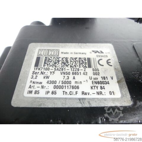 Steuerung KUKA Kuka 1FK7100-5AZ91-1ZZ9-Z Servo Motor SN: YFVN50665142002