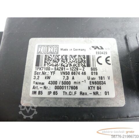 Steuerung KUKA Kuka 1FK7100-5AZ91-1ZZ9-Z Servo Motor SN: YFVN50667446019