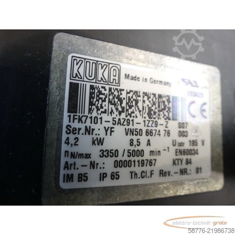 Steuerung KUKA Kuka 1FK7101-5AZ91-1ZZ9-Z Servo Motor SN: YFVN50667476003