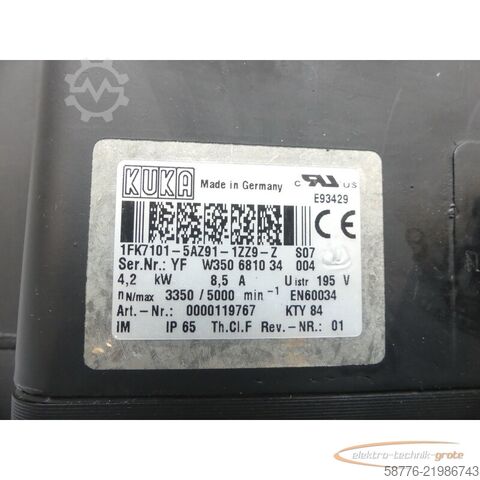 Steuerung KUKA Kuka 1FK7101-5AZ91-1ZZ9-Z Servo Motor SN: YFW350681034004