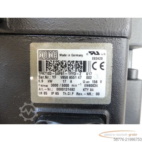 Steuerung KUKA Kuka 1FK7103-5AF81-1YY3-Z Servo Motor SN: YFV950655147002