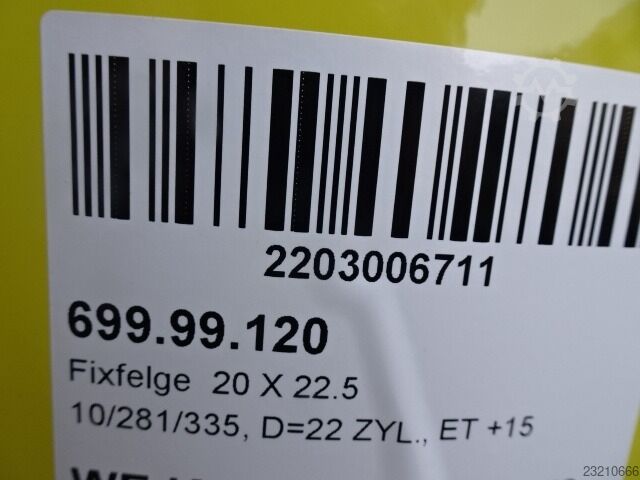 Bohnenkamp Felge 20x22.5, 10/281/335, D=22 Zyl., ET +15, Bohnenkamp Felge 20x22.5, 10/281/335, D=22 Zyl., ET