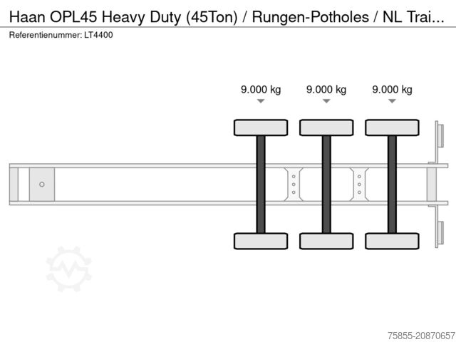 Flatbed Haan OPL45 Heavy Duty (45Ton) / Rungen-Potholes / NL...
