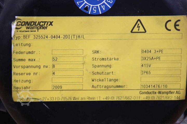 Spring drum Conductix Wampfler BEF 325524-0404-2DI (T)H/L  Ø 550 mm