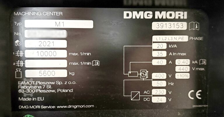 Vertical CNC machining center DMG MORI M1 - Plus - Sinumerik 828D