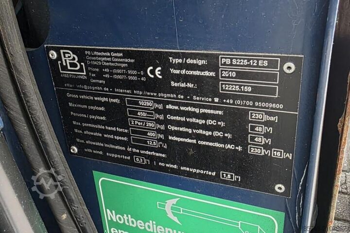 Scherenhebebühne PB Lifttechnik S225-12ES Electric, 22.5m Working Height, 450kg Ca