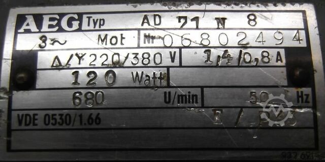 Electric motor 0.12 kW 680 Rpm AEG AD71N8