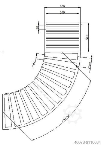 Roller curve right or left with straight section Dematic 2315-600-540 IR795