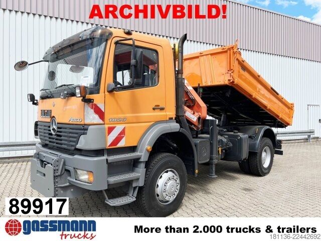 Tipper truck Mercedes-Benz Atego 1823 AK 4x4 mit Kran Palfinger PK12.501, Bj.