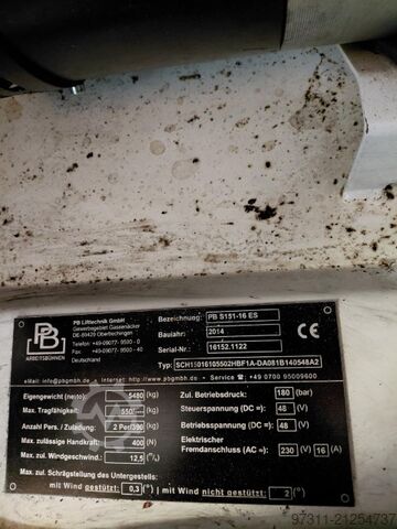 Scissor lift PB Lifttechnik S151-16 ES