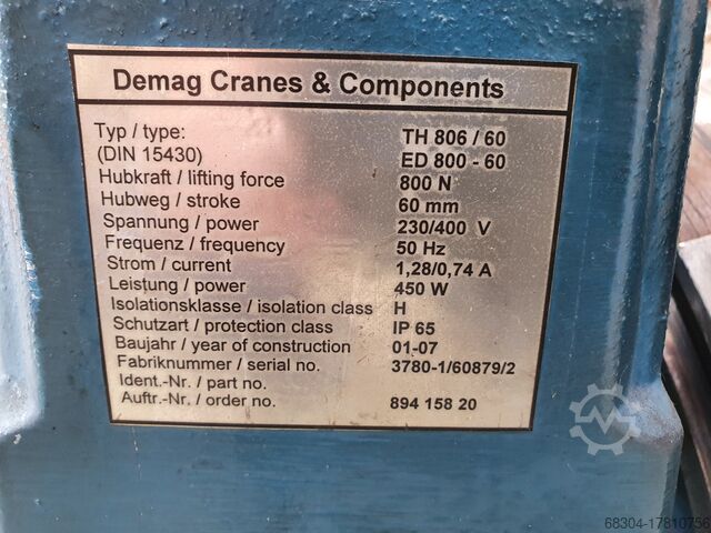 DEMAG Trommelbremse / ELDRO Hubbremse DEMAG / ELDRO Typ - TH806/60 - Ed 1250/60