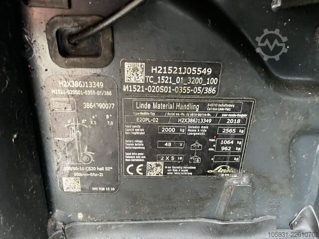 Electric 4-wheel forklift Linde E20PL-02