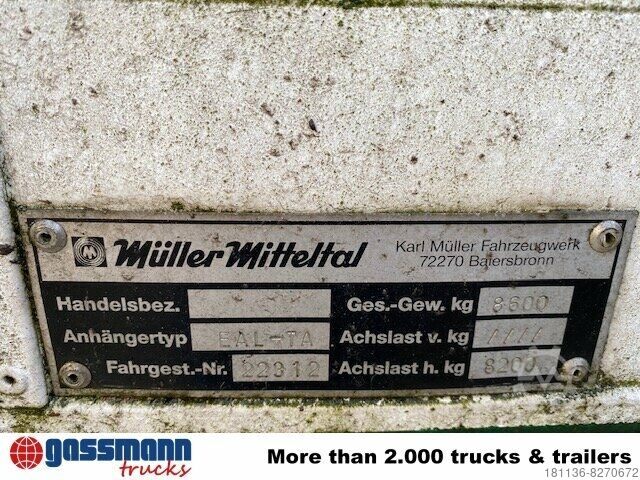 Anhänger mit Pritsche & Plane Müller-Mitteltal EAL-TA 8.6