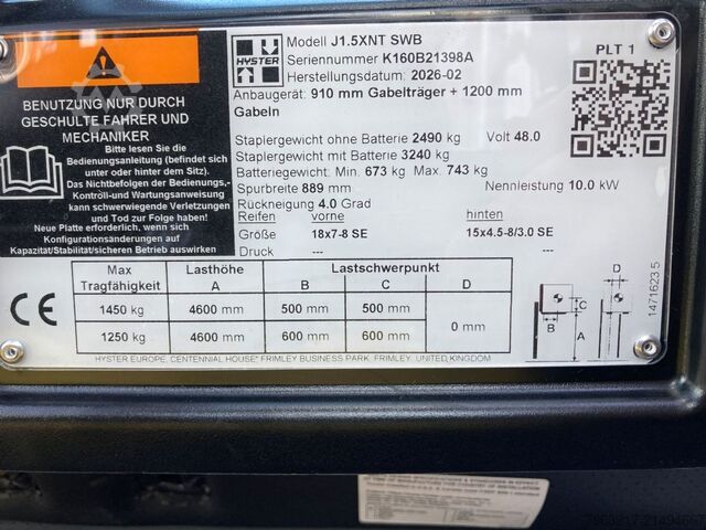 Elektro 3 Rad-Stapler Hyster J 1.5 XNT SWB