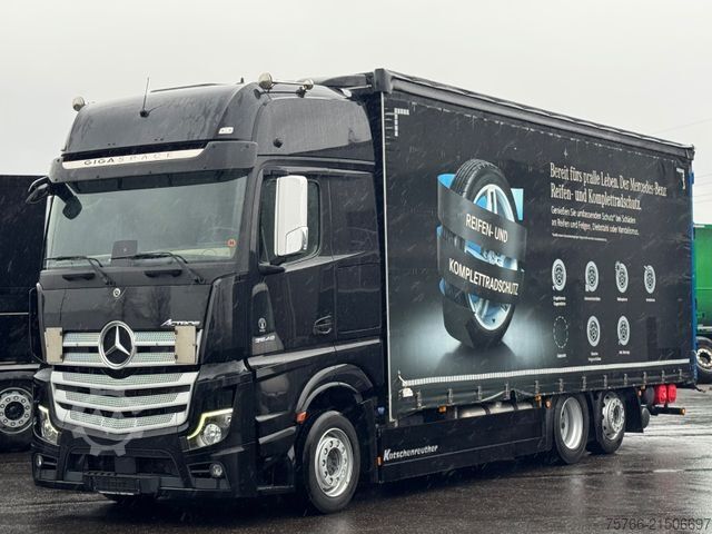 Flatbed truck with tarp MERCEDES-BENZ ACTROS 2548 / GIGSPACE / STAPLERHALTERUNG