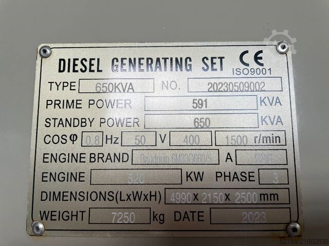 Aggregat Baudouin 6M33G660/5 - 650 kVA Surplus Genset - DPX-19879