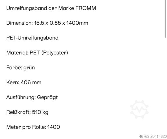 Kopierfräsmaschine Fromm PET Umreifungsband