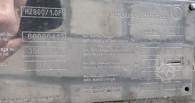 Peelingcentrifuge HZ 80/1.0 KraussMaffei HZ 80/1.0