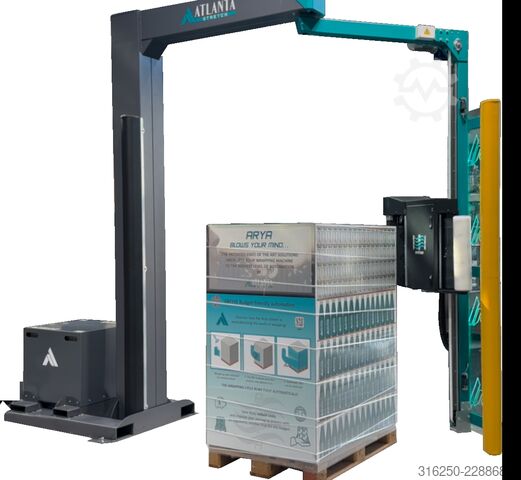 Rotating arm wrapper Pallet wrapper ATLANTA Arya Folienanlegesystem LYBRA OPRS 200% Vordehnung