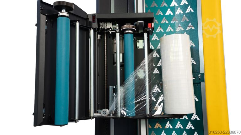 Rotating arm wrapper Pallet wrapper ATLANTA Arya Folienanlegesystem LYBRA OPRS 200% Vordehnung