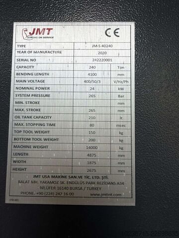 Press brake JMT JM-S 30200