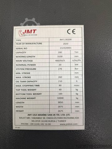 Press brake JMT JM-S 30200