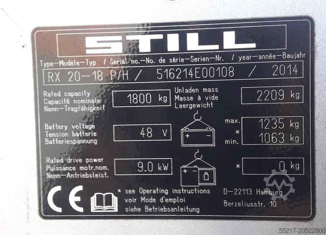 Gabelstapler ID-Nr. E00108 STILL RX20 - 18 P/H