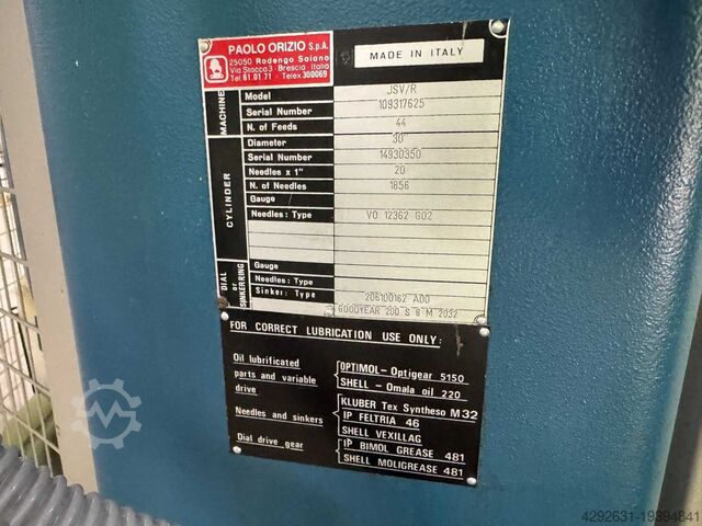 Knitting machine Paolo orizio JSV/R 20-naalds rondbreimachine
