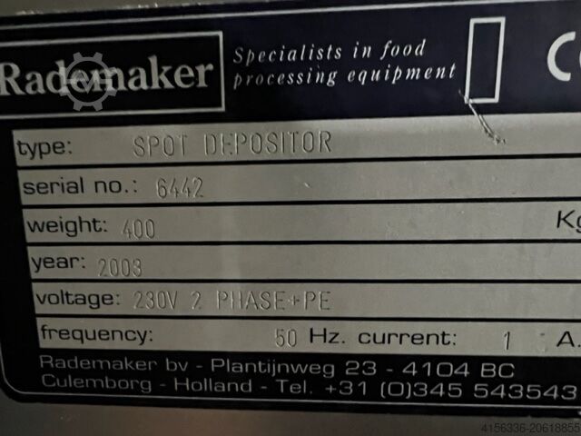 Food depositor Rademaker Spot Depositor