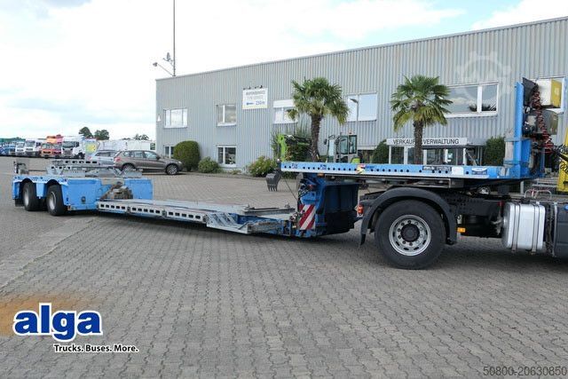 Low loader semitrailer MEUSBURGER MPG 2, ausziehbar, verbreiterbar, Radmulden, BPW